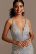 Floral Applique Metallic Glitter Plunge Gown Xscape 3246X