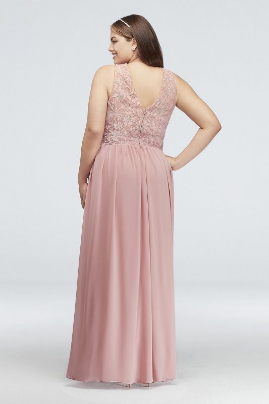 Lace and Chiffon Plus Size Gown with Geo Neckline City Triangles 3622GF1W