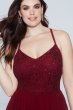 Glitter Lace Bodice Plus Size Gown with Cutouts City Triangles 3930AQ4W