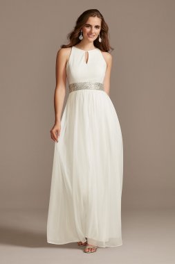 Jersey Keyhole Bodice Gown with Crystal Waist RM Richards 5655