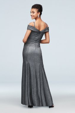 Off-the-Shoulder Metallic Mermaid Gown with Godets RM Richards 5759