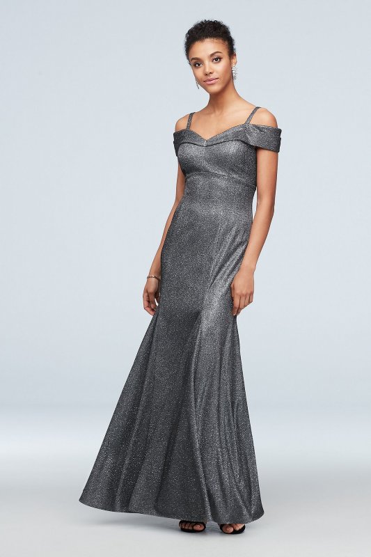 Off-the-Shoulder Metallic Mermaid Gown with Godets RM Richards 5759