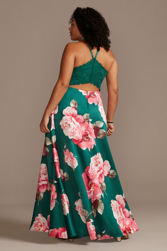 Floral Mikado Spaghetti Racerback Plus Size Gown City Triangles 5887JX2W