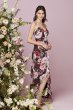 Floral Chiffon Wrap Dress with Cascading Ruffle Cachet 59588D