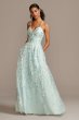 Floral Embellished Spaghetti Strap Lace-Up Gown Cachet 60978D