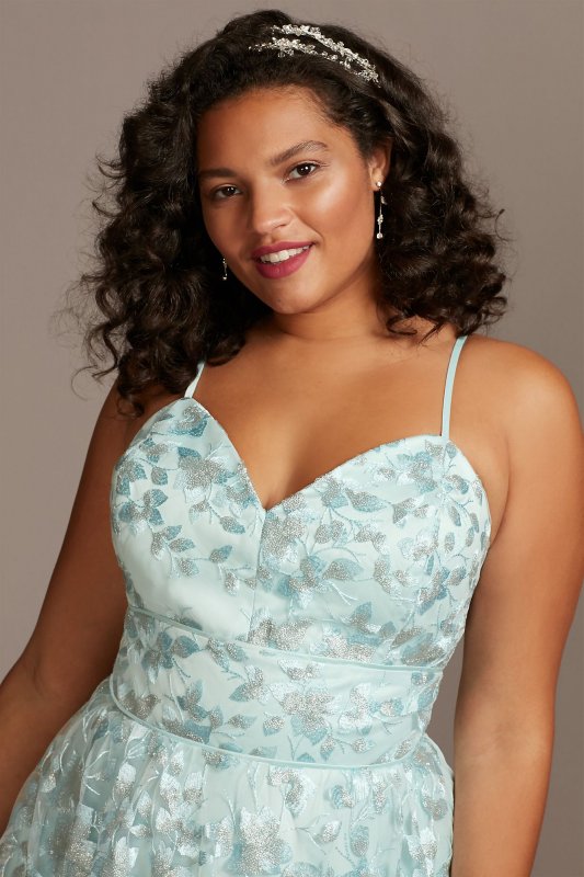 Floral Spaghetti Strap Lace-Up Plus Size Gown David's Bridal 60978DW