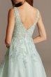 Mesh V-Neck Gown with 3D Floral Applique Xscape 783X