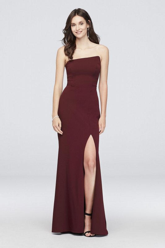 Scuba Crepe Asymmetrical Dress with Back Ruffle Betsy and Adam A20993