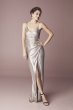 Ruched Metallic Knit Sheath Dress with Slit Betsy and Adam A21930