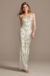 Sequin Damask Pattern Spaghetti Strap Gown Betsy and Adam A22203