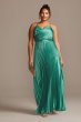 Accordion Pleat Satin A-Line Plus Size Dress Betsy and Adam A22739W