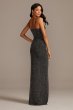 Glitter Knit Bodice Twist Spaghetti Strap Gown Emerald Sundae AAZ4193012