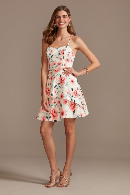 Cotton Sateen Short Floral Printed Layered Dress Speechless D81662R73