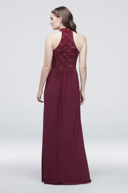 Lace and Sequin Mockneck Jersey A-Line Dress David's Bridal DS270001