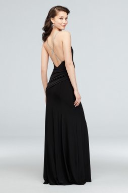 Gathered Jersey V-Neck Dress with Keyhole Back DB Studio DS270006