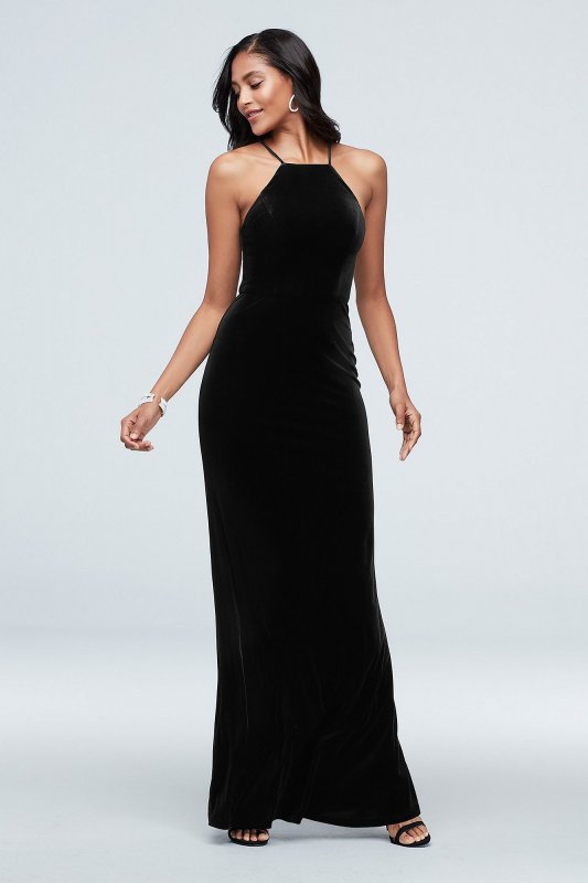 High Square Neck Velvet Long Dress DB Studio DS270056