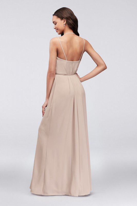 Double-Strap Long Georgette Bridesmaid Wrap Dress David's Bridal F19755