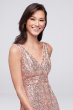 Sequin V-Neck Bridesmaid Dress with Satin Piping David's Bridal F19787