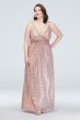 Sequin V-Neck Bridesmaid Dress with Satin Piping David's Bridal F19787