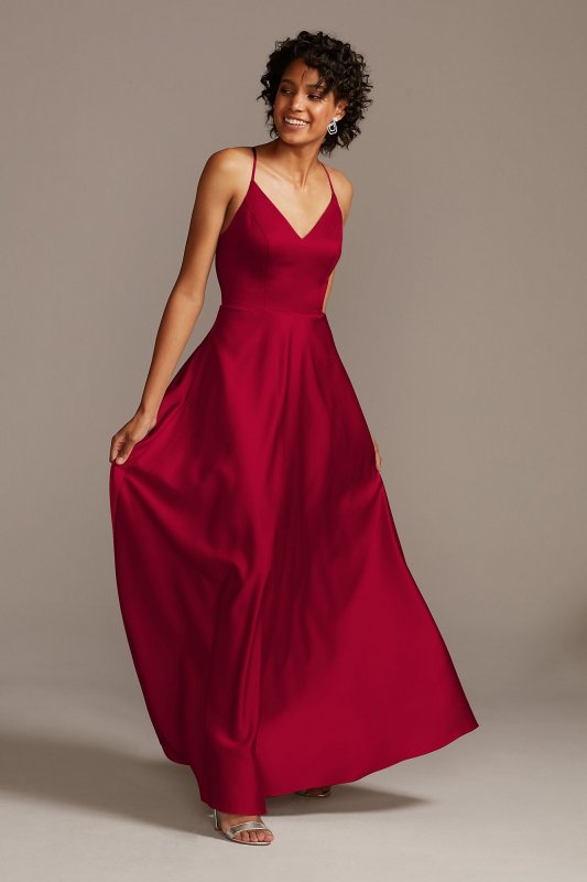 Spaghetti Strap Satin A-Line Bridesmaid Dress David's Bridal F20131