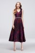 Jacquard V-Neck Tea-Length Bridesmaid Dress Oleg Cassini OC290027J