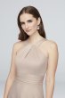 High-Neck Satin Crepe Bridesmaid Dress Oleg Cassini OC290060