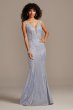 Glitter Deep-V Gown with Crystal Embellished Seams Night Studio S20223