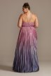 Pleated Ombre Plus Size Gown with Plunge Illusion Night Studio S20224W