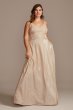 Glitter Knit Spaghetti Plus Size Gown with Pockets Speechless W43351J735