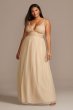 Deep-V Pearl Beaded Bodice Tulle Plus Size Gown Speechless W43795TS6