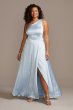 One Shoulder Satin Plus Size Gown with Front Slit Speechless W44552QA40