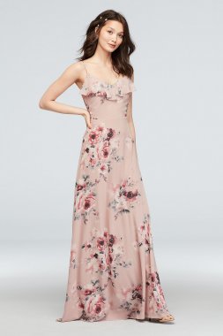 Chiffon Floral Print Dress with Spaghetti Straps DB Studio W60092