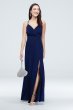 Glitter Faux Wrap Spaghetti Strap Gown with Slit David's Bridal WBM1739