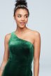 One-Shoulder Stretch Velvet Dress with Skirt Slit David's Bridal WBM1743V2