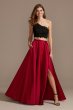 Asymmetric Lace Crop Top and Satin Split Skirt Set David's Bridal WBM1795RW