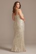 Allover Sequin Pleated Plus Size Gown with Slit David's Bridal WBM1836W