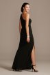 Cutout One-Shoulder Crepe Gown with Skirt Slit David's Bridal WBM2061