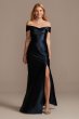 Stretch Satin Off the Shoulder Dress with Slit David's Bridal WBM2139