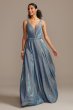 Illusion Plunge Iridescent Metallic Ball Gown David's Bridal WBMLC19001