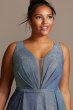 Illusion Plunge Iridescent Metallic Plus Size Gown David's Bridal WBMLC19001W