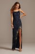 Embellished Overlay Sheath Dress with Floral Slit David's Bridal WGINKI04