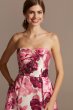 Floral Print Strapless Satin Gown with Pockets Speechless X39602DQA62