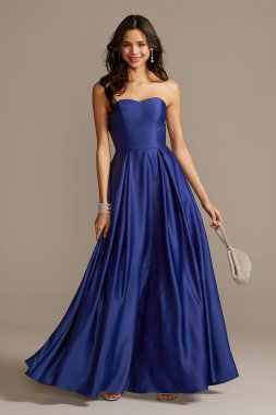 Strapless Sweetheart Satin Ball Gown with Pockets Speechless X39603QB4