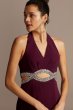 Long Scuba Crepe Beaded Cutout Waist Halter Dress Speechless X41441DNE