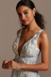 Long Embroidered Mesh A-line Deep V-Neck Dress Speechless X43601TFB