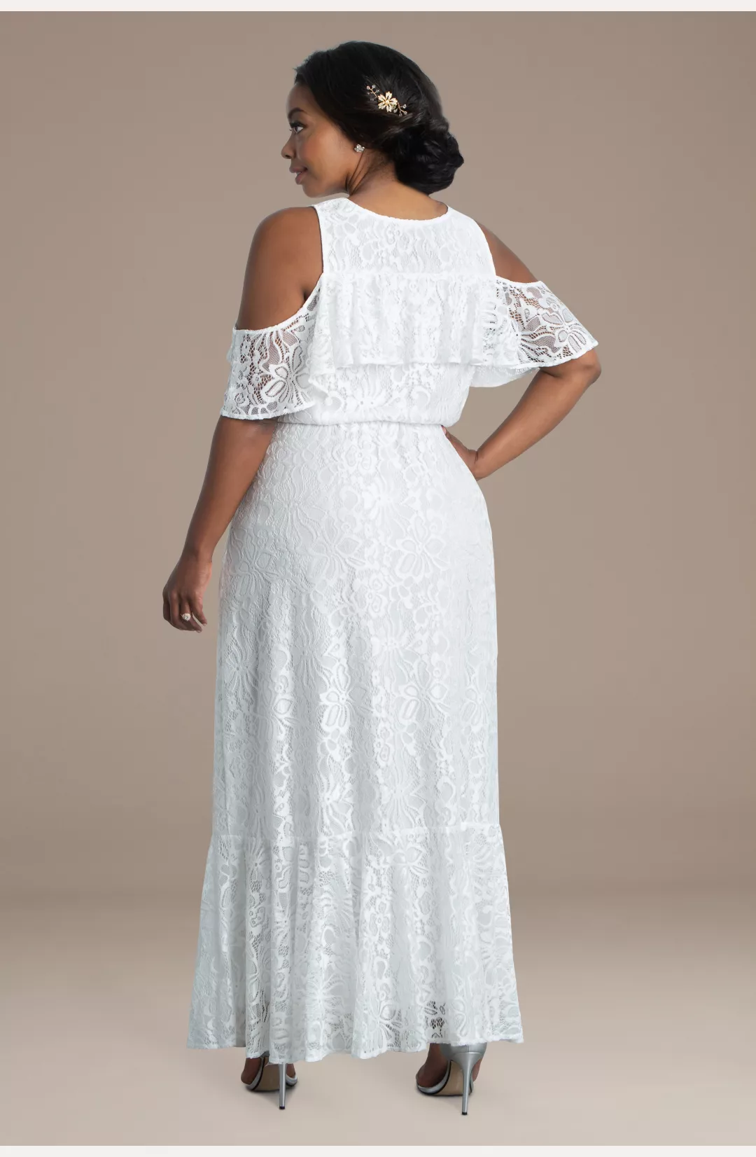 Savannah Lace Cold Shoulder Plus Size Wedding Gown STYLE# 19210901