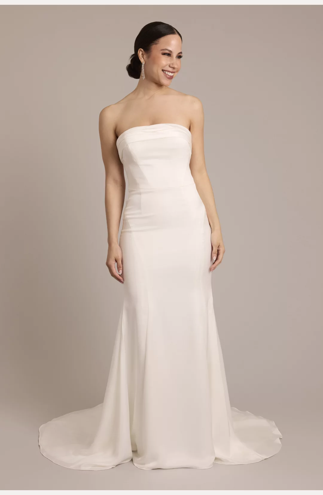 Satin Straight-Neck Sheath Wedding Dress STYLE# CWG1000