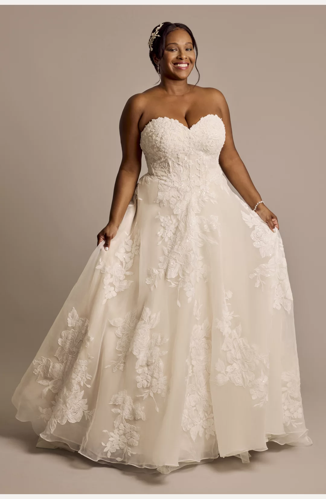 Strapless 3D Floral Organza Wedding Dress STYLE# CWG1004