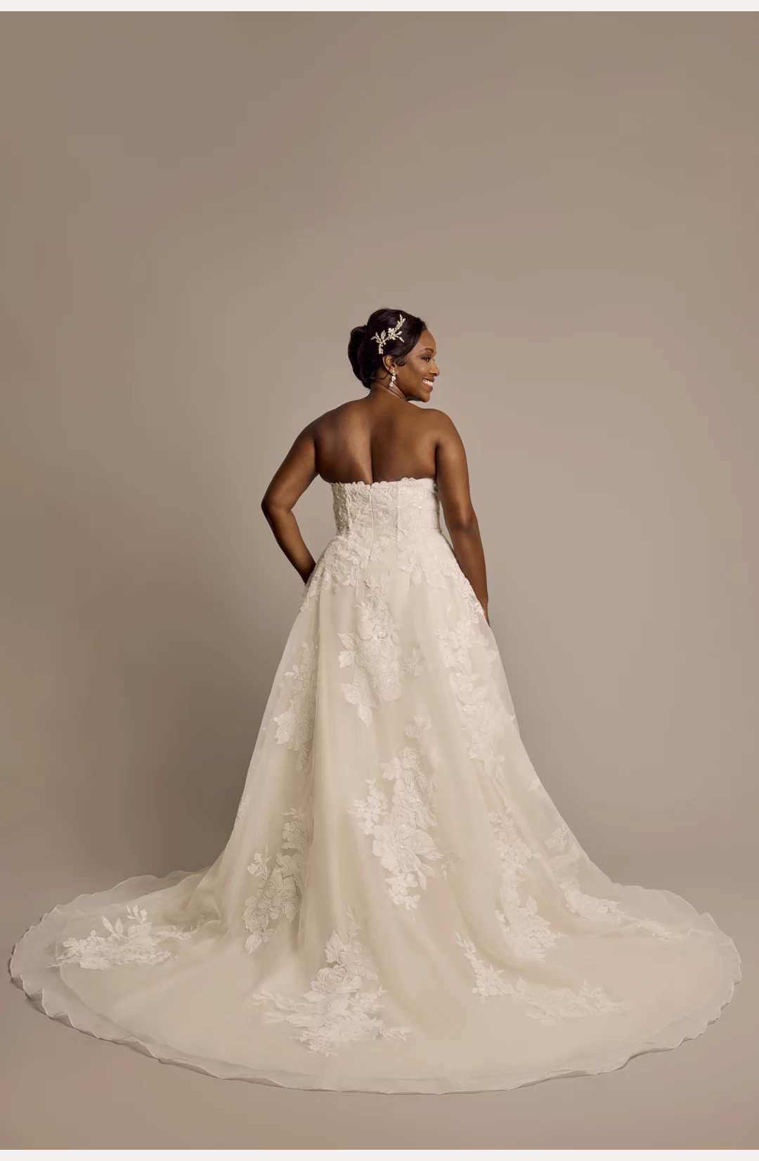 Strapless 3D Floral Organza Wedding Dress STYLE# CWG1004