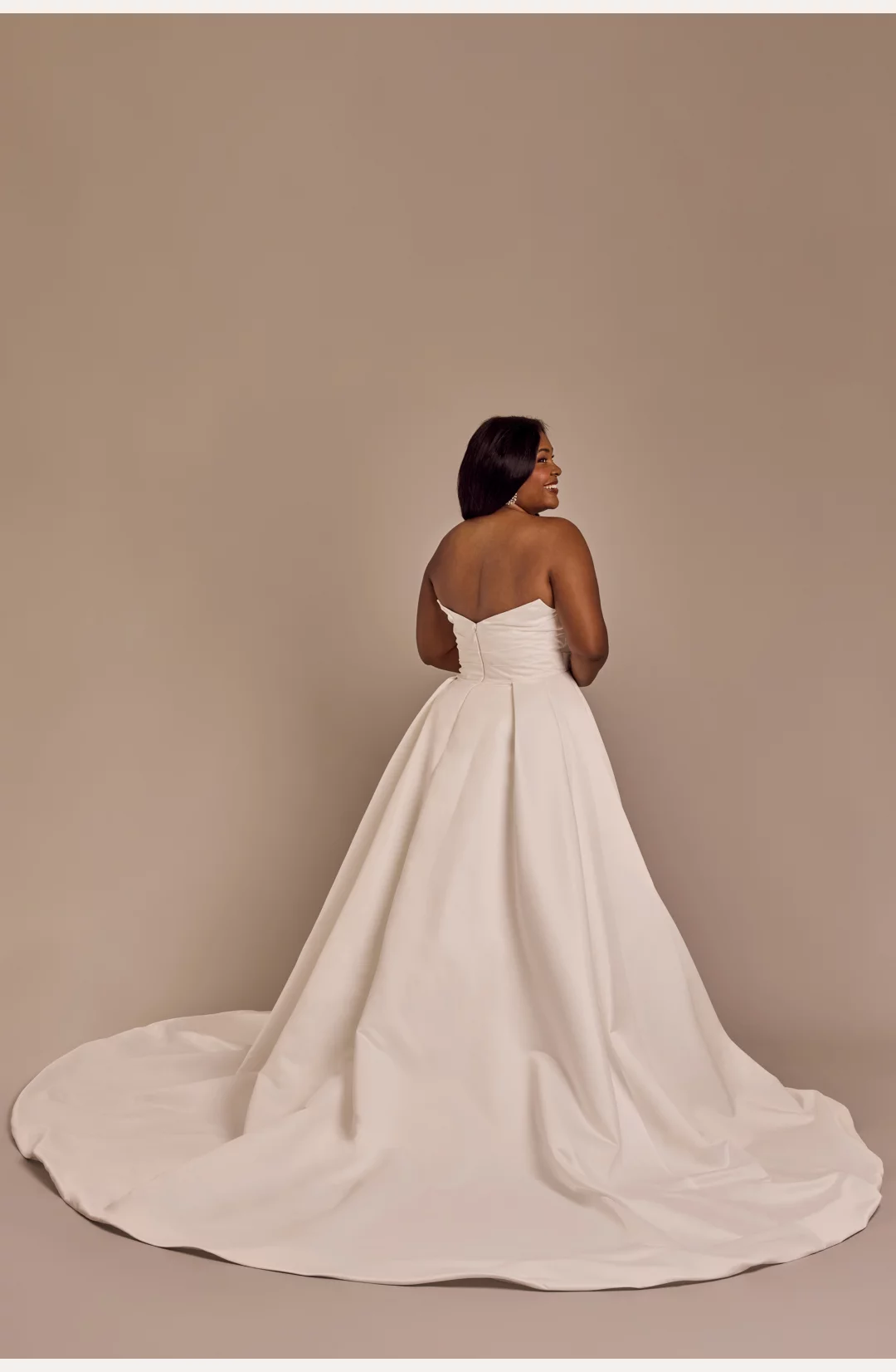 Draped Satin Sculpted Neckline Ball Gown STYLE# CWG1027